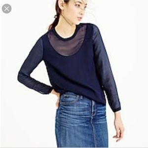 J. Crew | Silk Back Button up TEAL Tonal Blouse